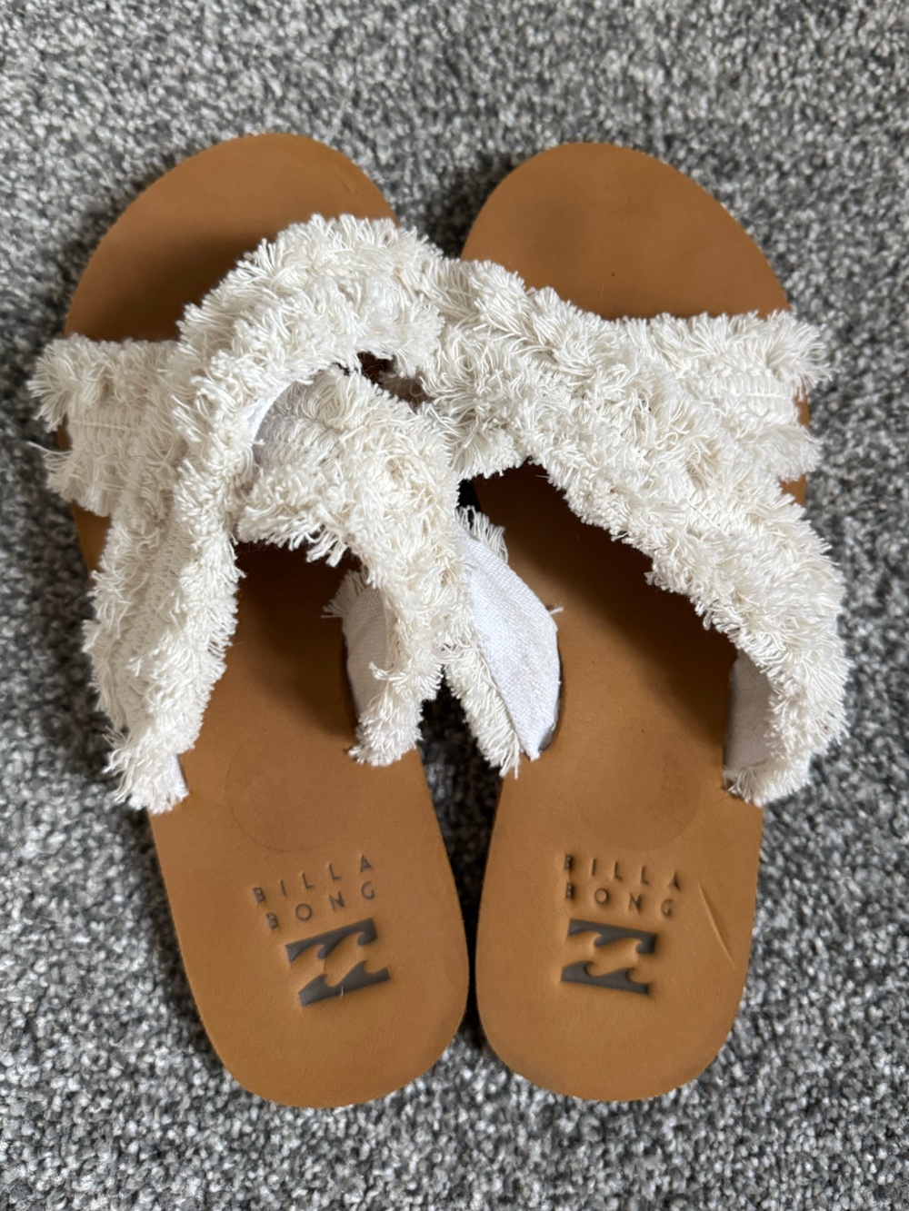 Billabong White Fringe Sandals